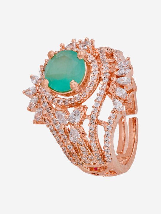 Women Rose Gold-Plated Cubic Zirconia Finger Ring