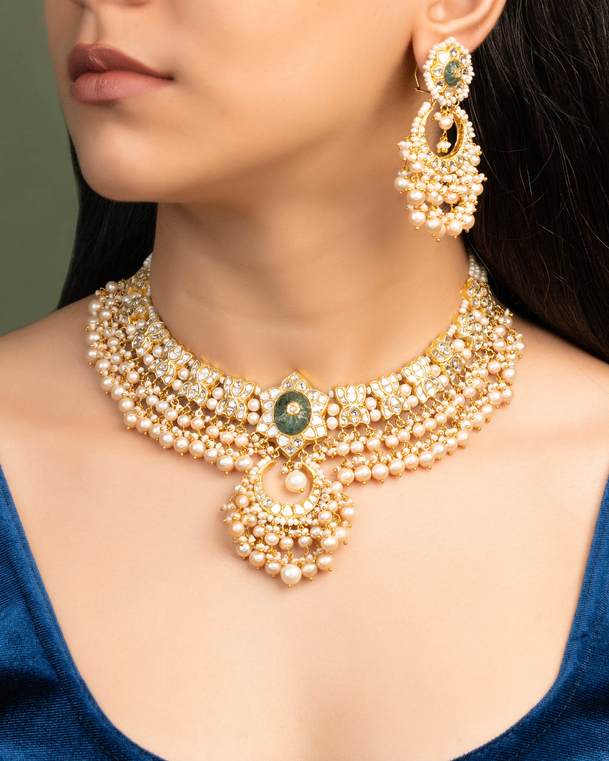 Shukrima Necklace And Tejal Chandbalis Polki Set