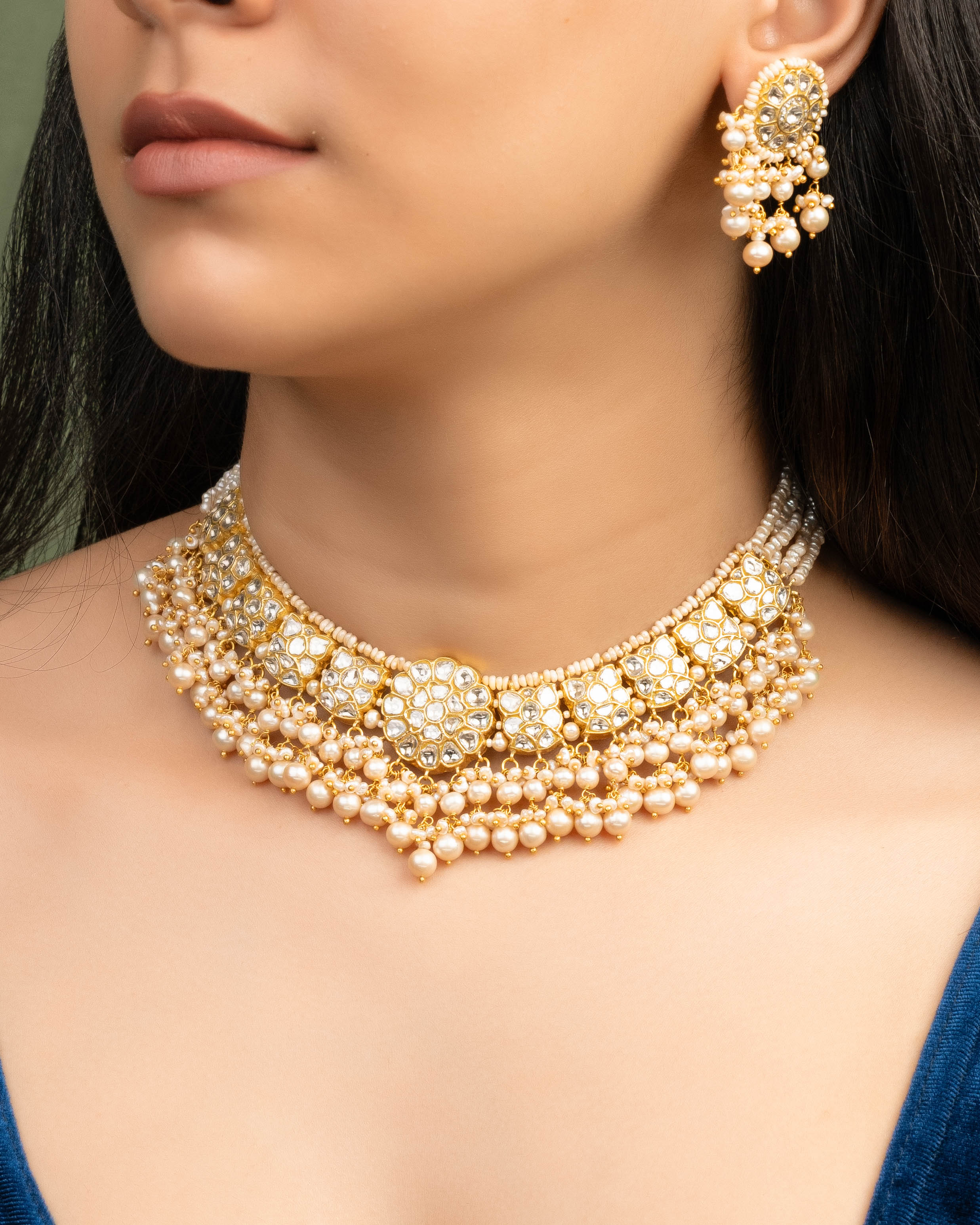 Roohi Necklace And Adhishree Tops Polki Set Main image