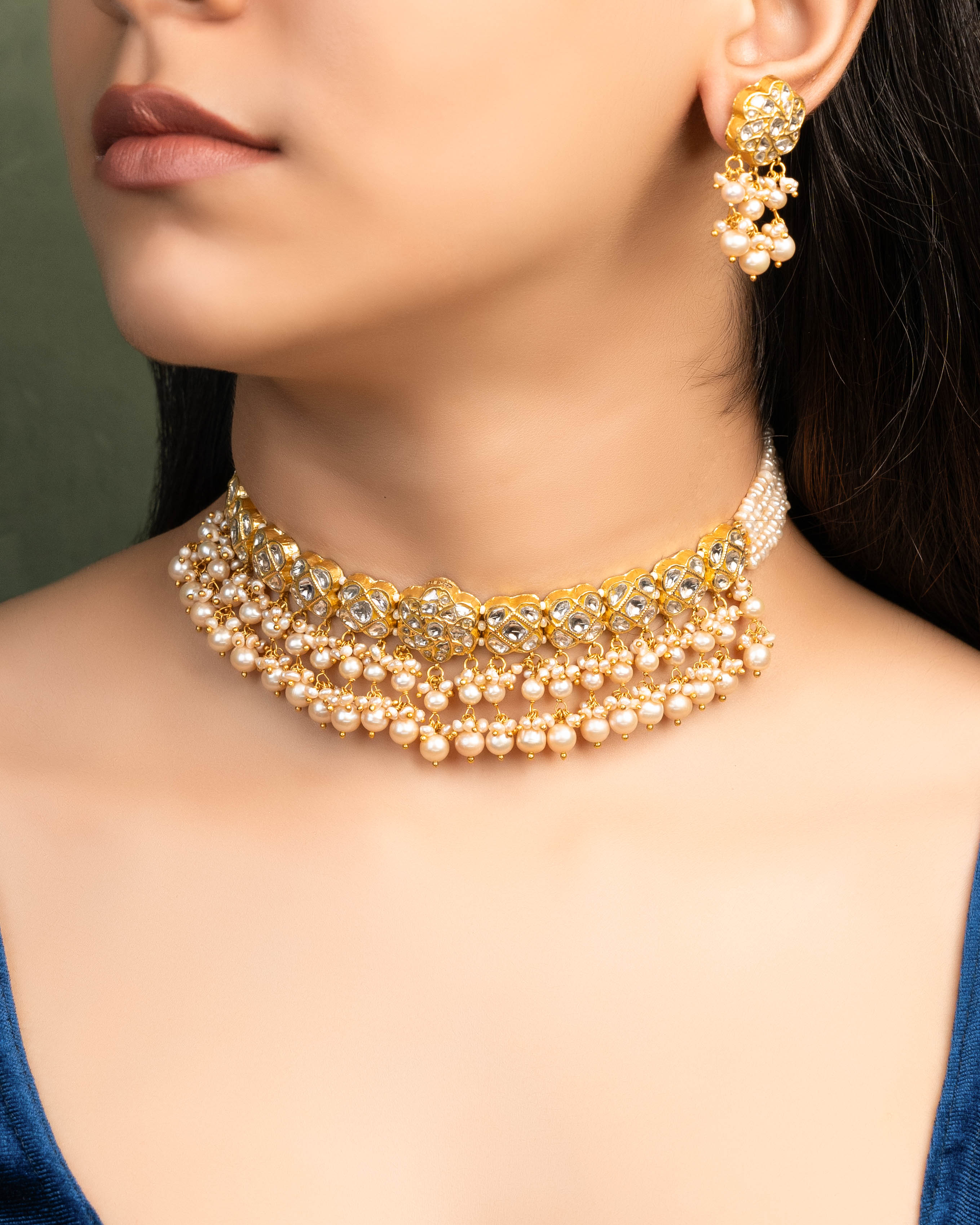 Khadija Choker And Aakriti Tops Polki Set