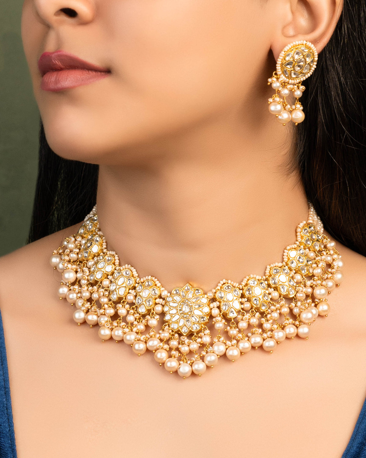Vinita Necklace And Ruhuliya Tops Polki Set Main image