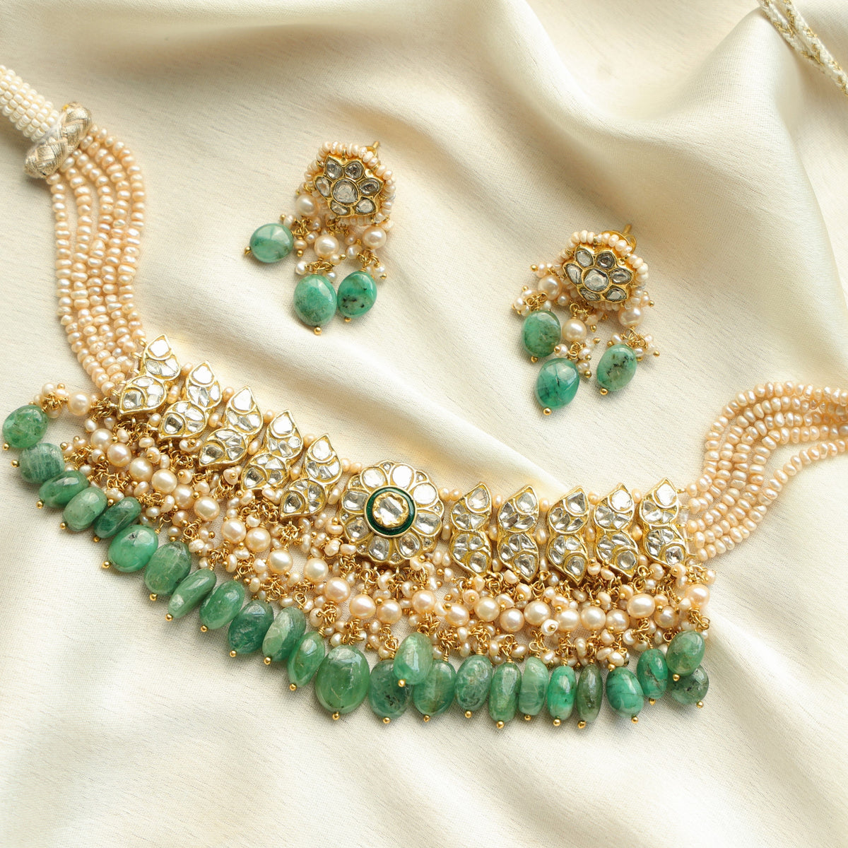 Jemini Choker And Manshi Tops Polki Set Main image