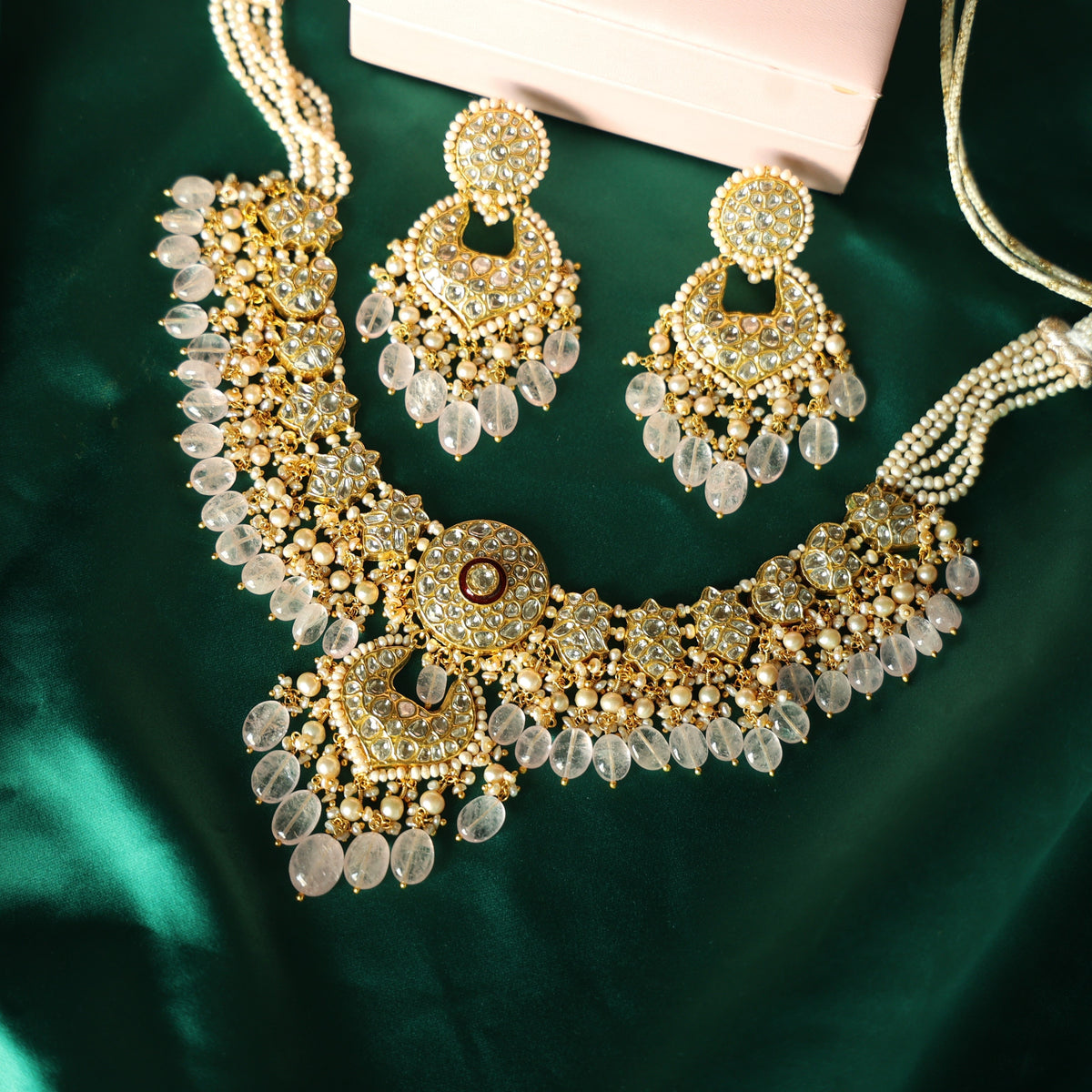 Anita Necklace And Dinika Chandbalis Polki Set Main image