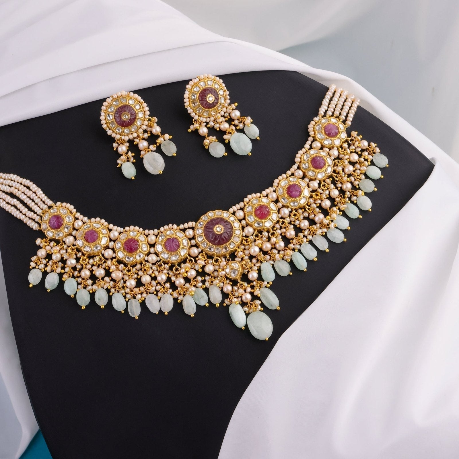 Kaveeta Necklace And Dipeshi Tops Polki Set