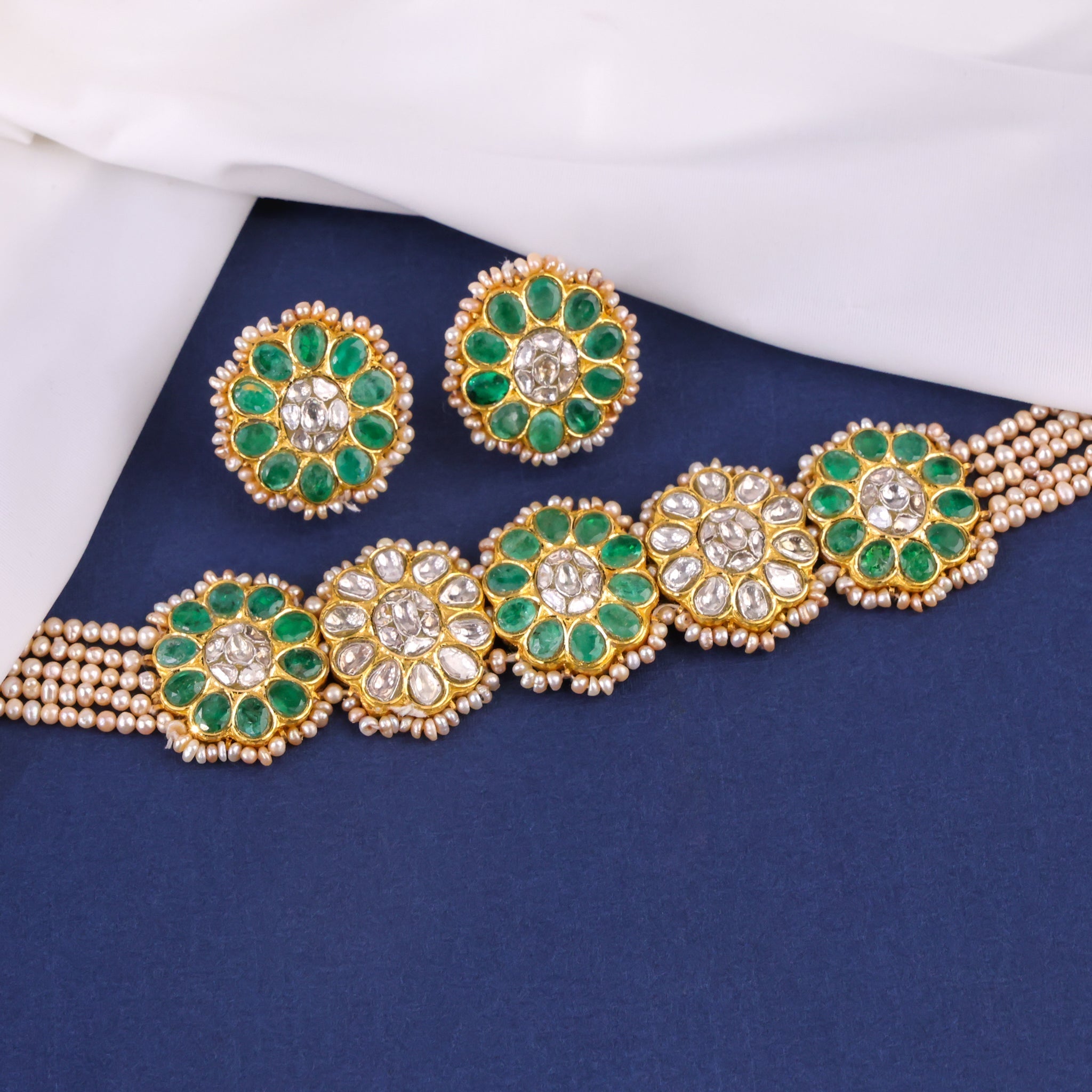 Yamini Choker And Kareena Tops Polki Set