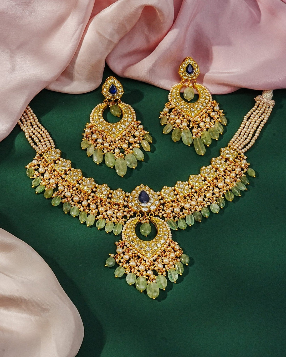 Samrudhi Necklace And Puja Chandbalis Polki Set