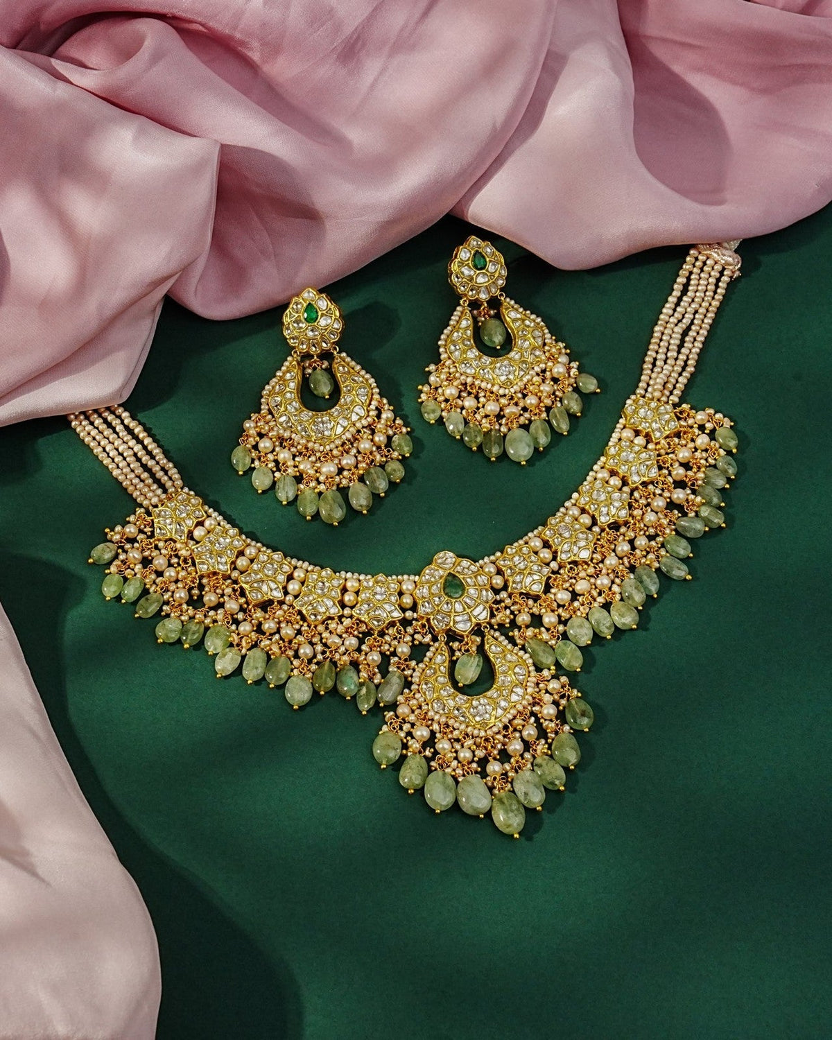 Zea Necklace And Nora Chandbalis Polki Set