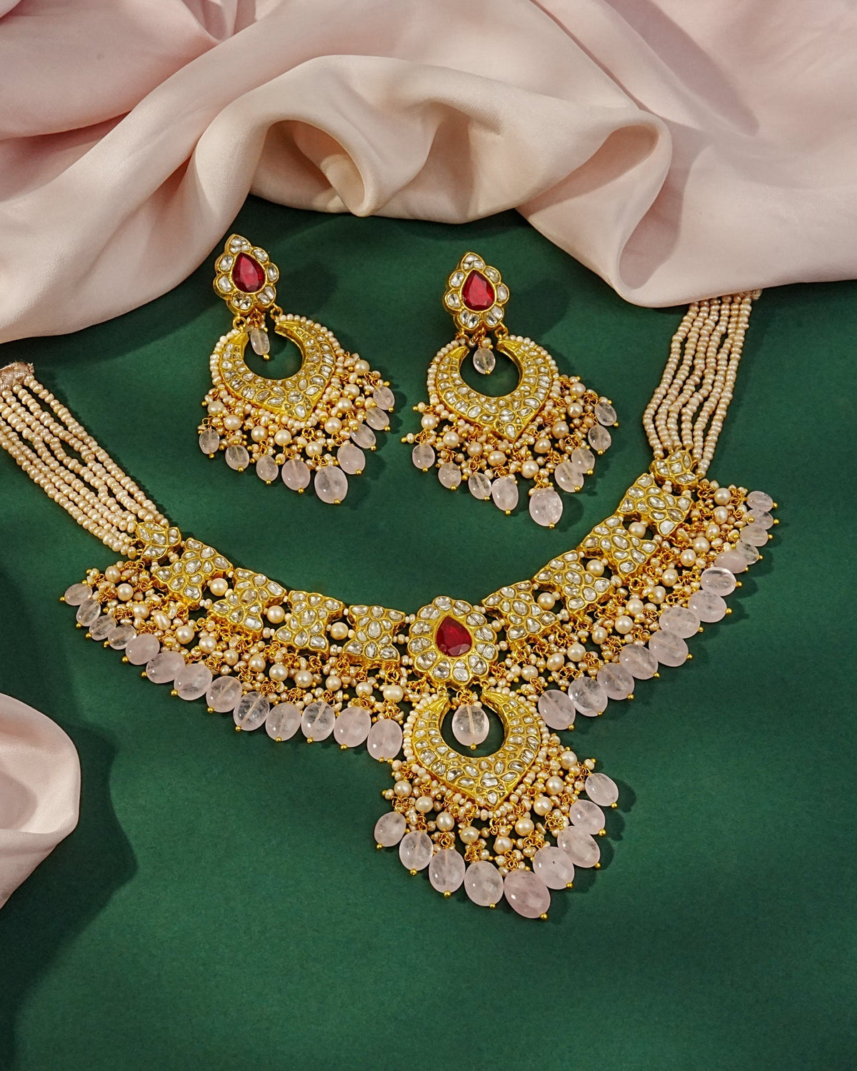 Beth Necklace And Tessa Chandbalis Polki Set
