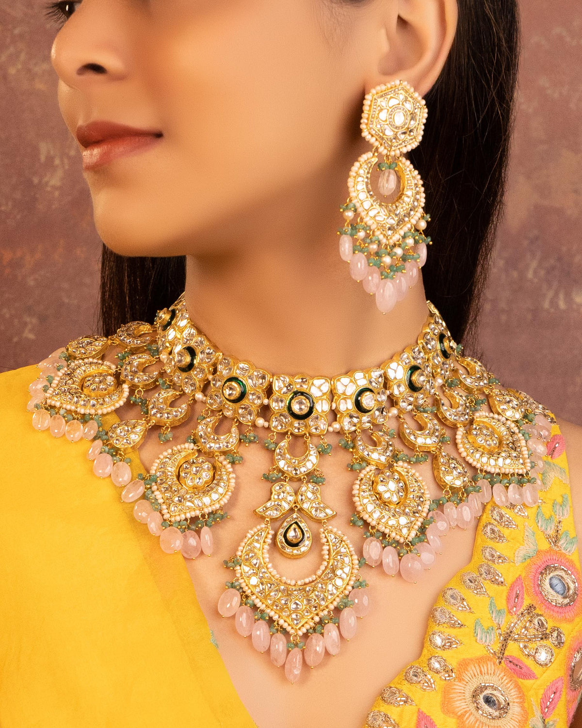Tamia Necklace And Parchi Chandbalis Polki Set