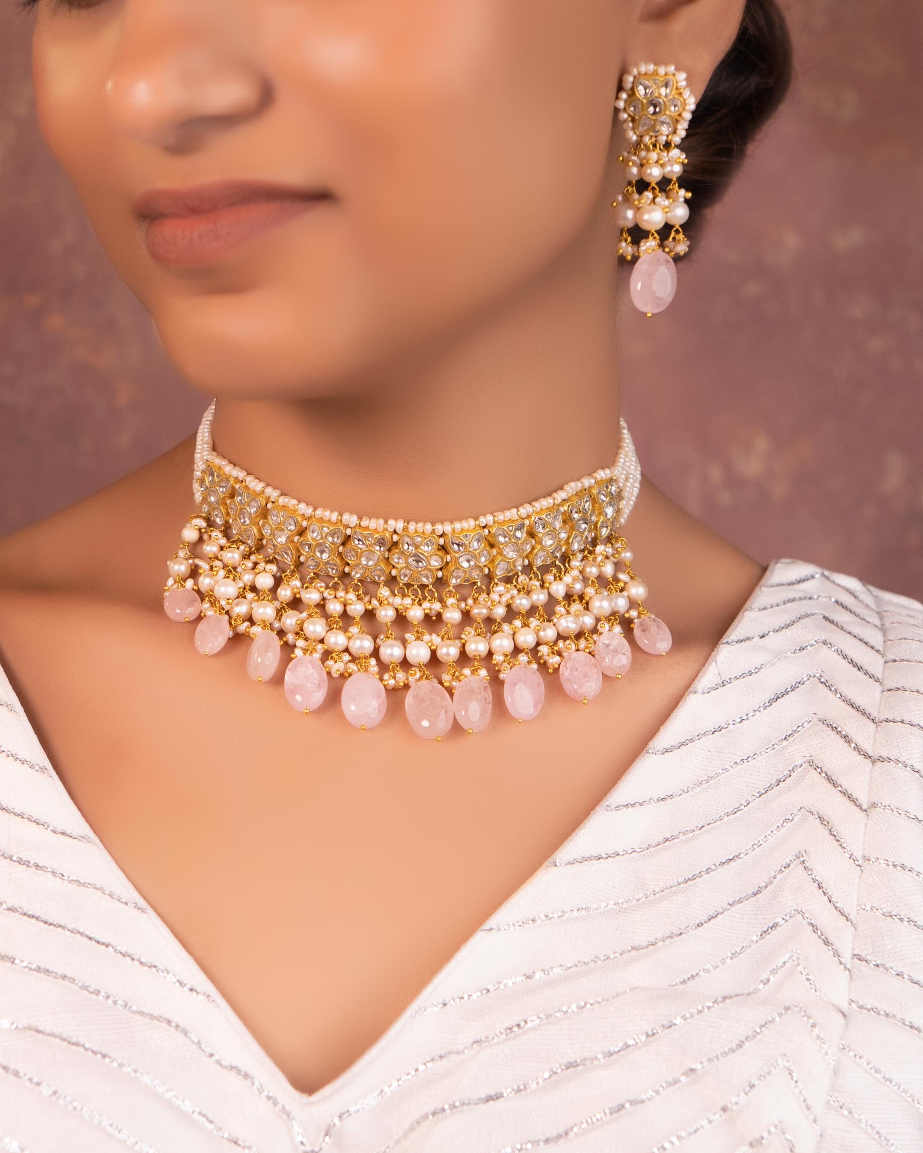 Earlene Choker And Sumira Tops Polki Set