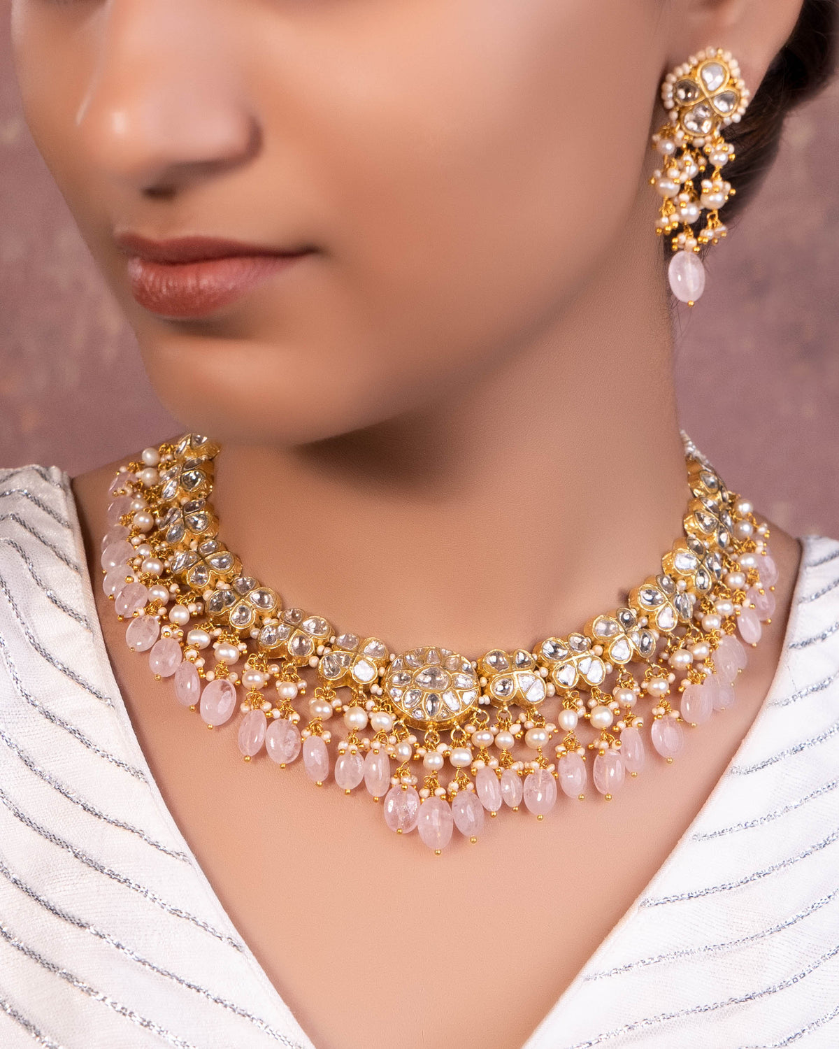 Sushma Necklace And Prakshitha Tops Polki Set
