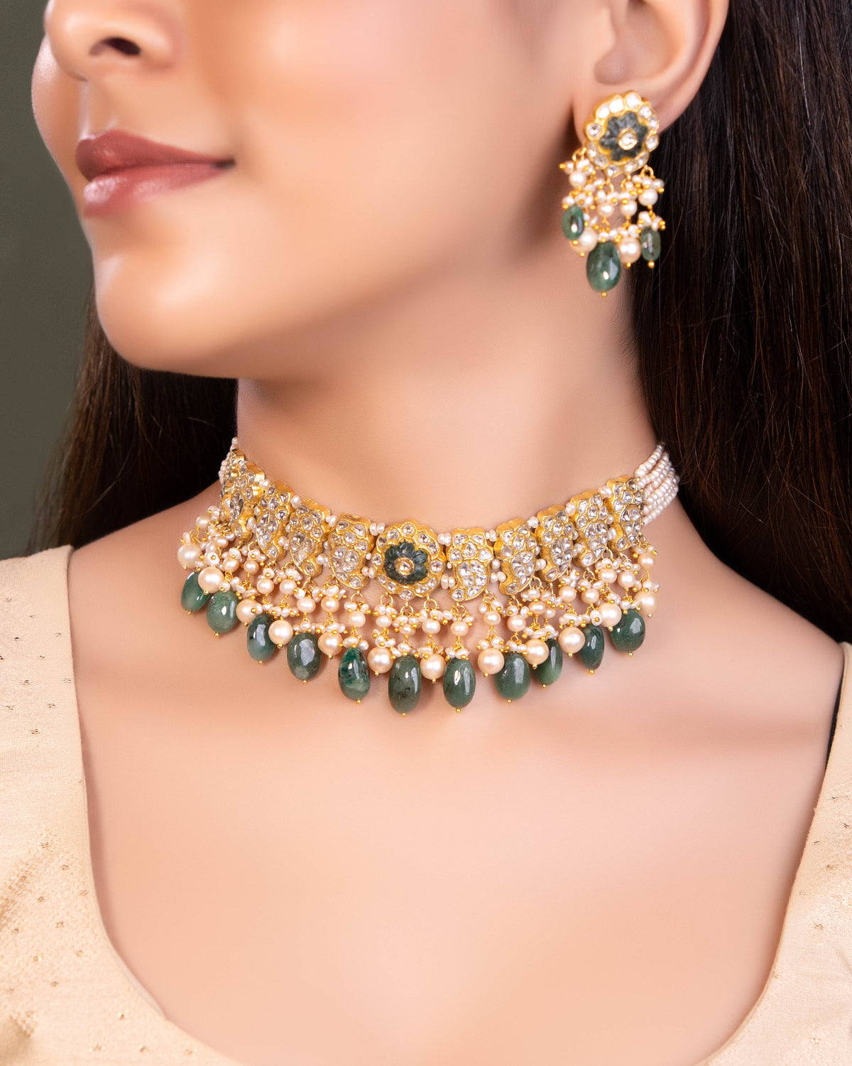 Richa Choker And Meetika Tops Polki Set