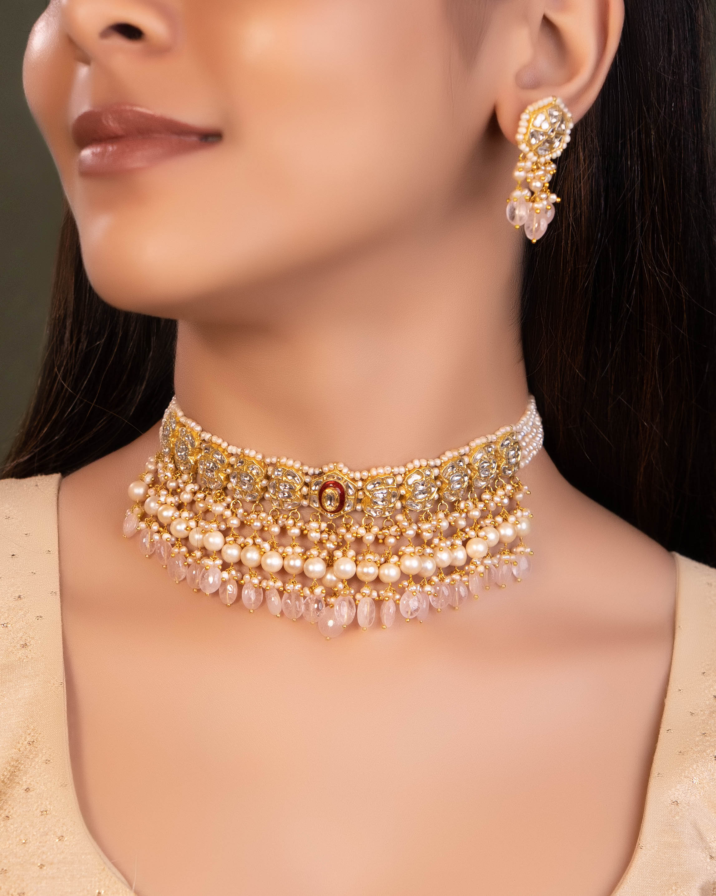 Brushra Choker And Arpita Tops Polki Set