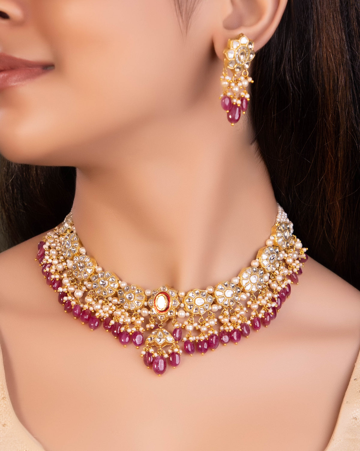 Depali Necklace And Shrestha Tops Polki Set