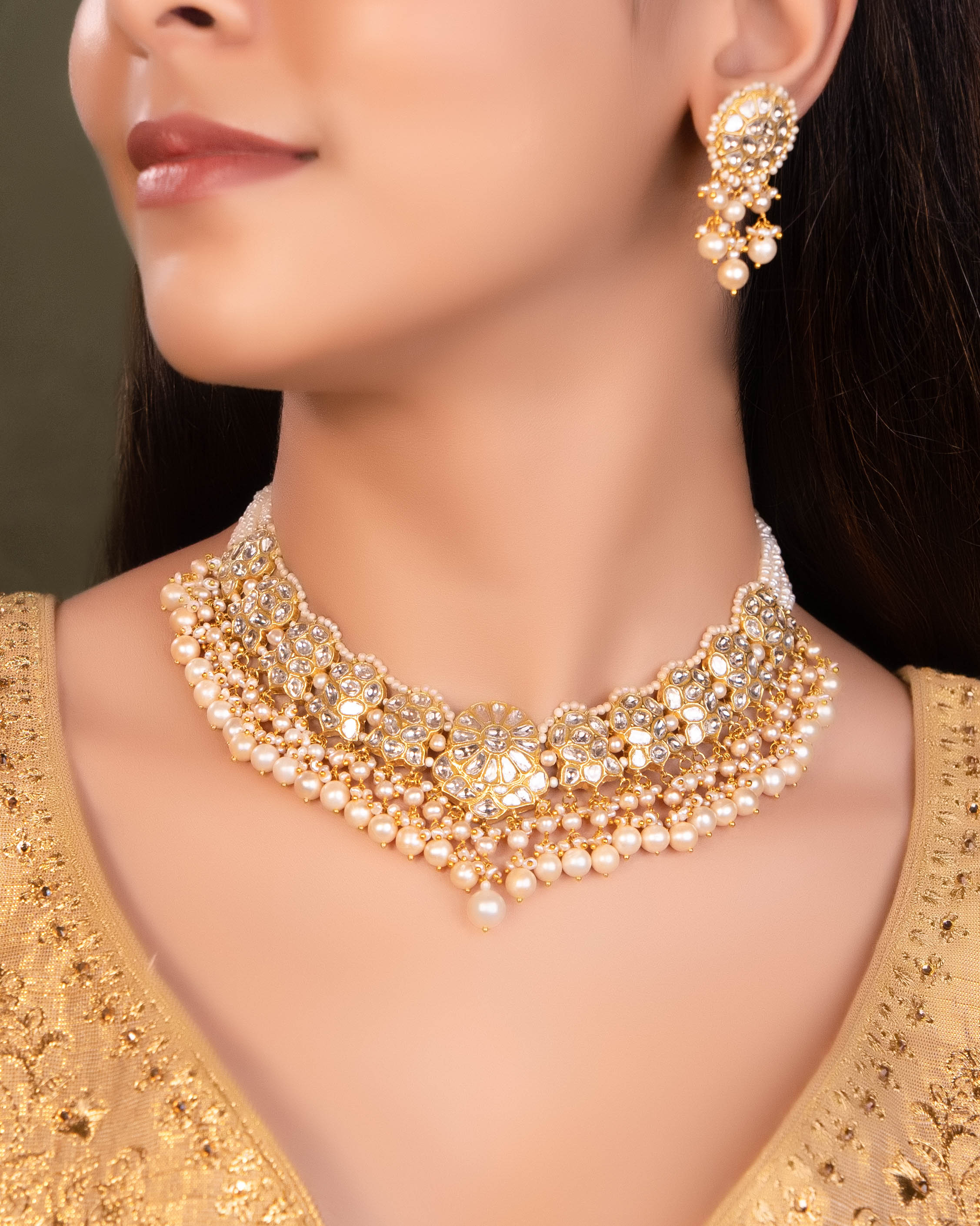 Saira Necklace And Michelle Tops Polki Set