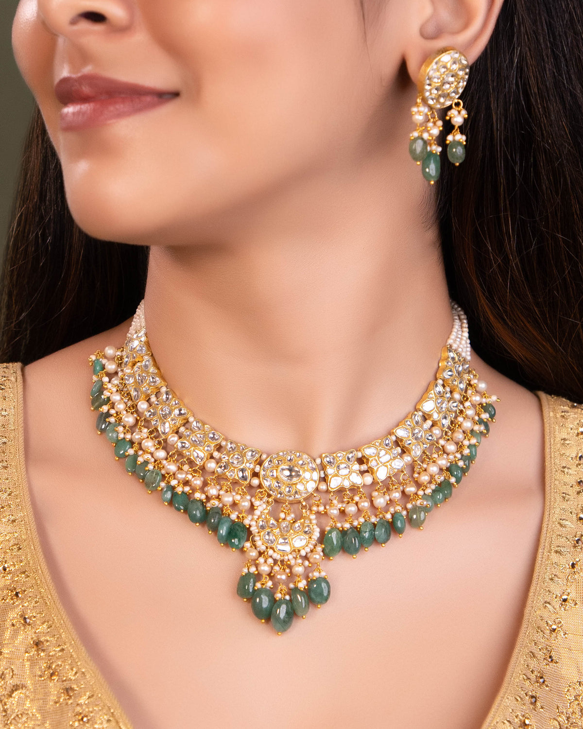 Phalak Necklace And Nishta Tops Polki Set