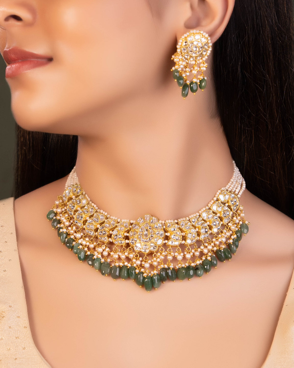 Unnati Necklace And Riddhi Tops Polki Set