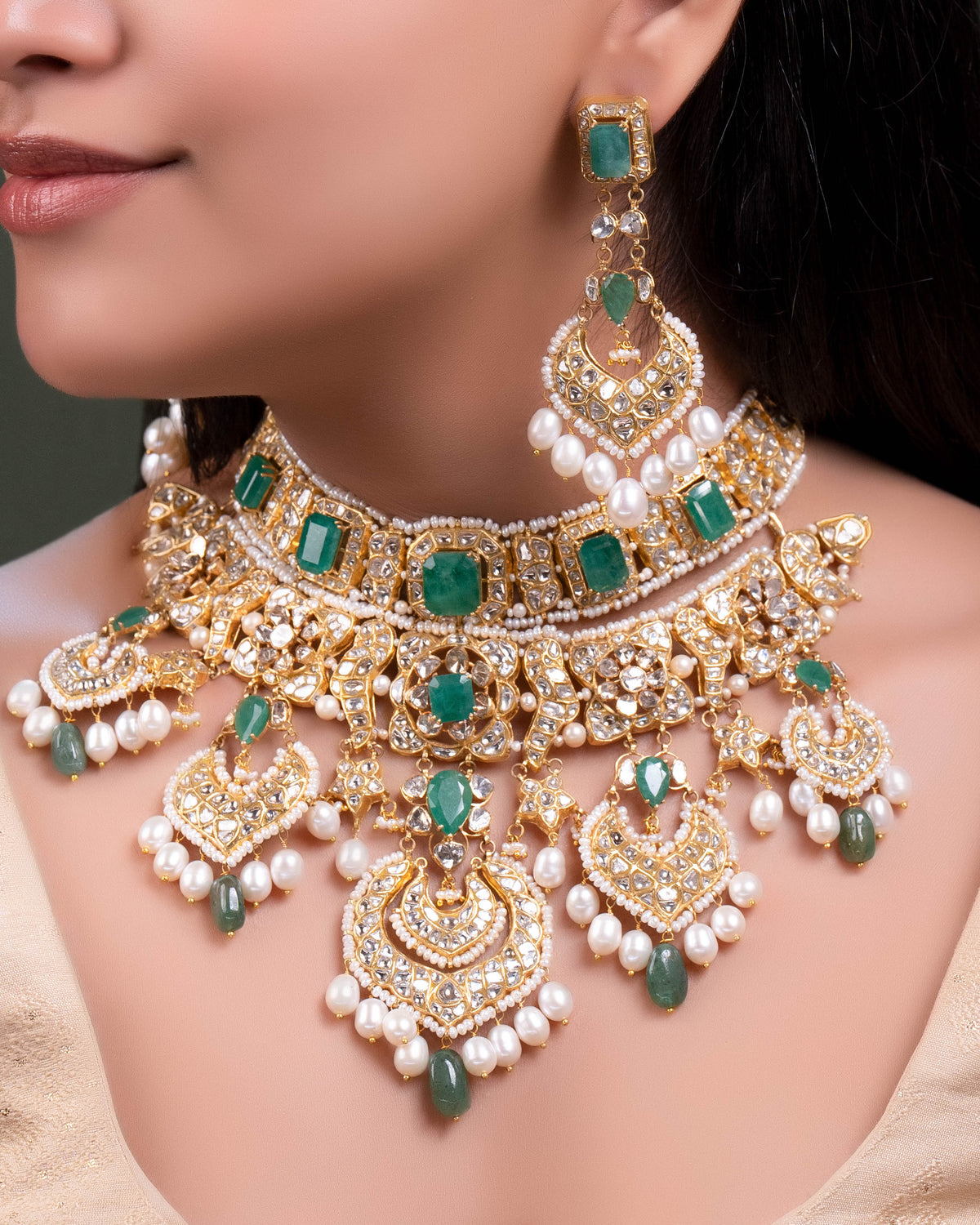 Grisha Necklace And Aanya Chandbalis Polki Set