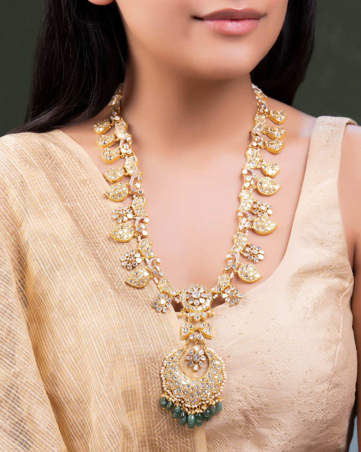 Sanaya Polki And Diamond Long Necklace