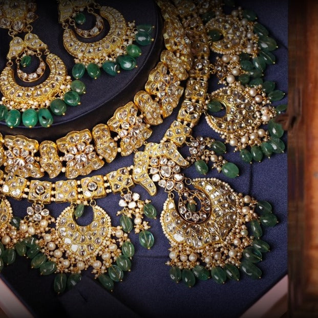 Hina Necklace And Diya Chandbalis  Polki And Diamond Set