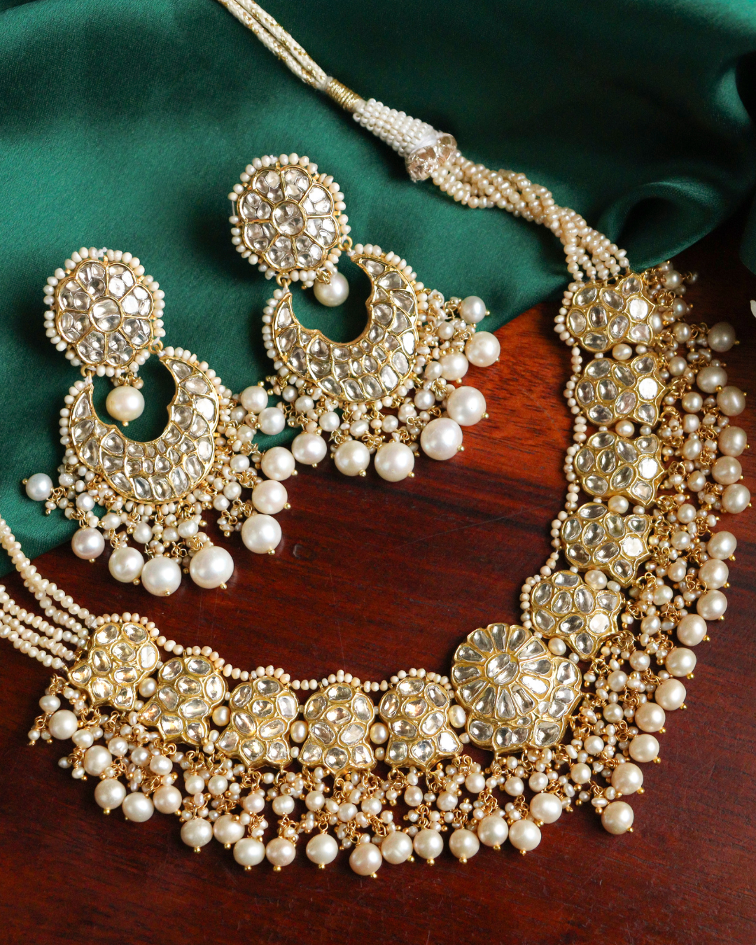 Saira Necklace And Ayesha Chandbalis Polki Set Main image