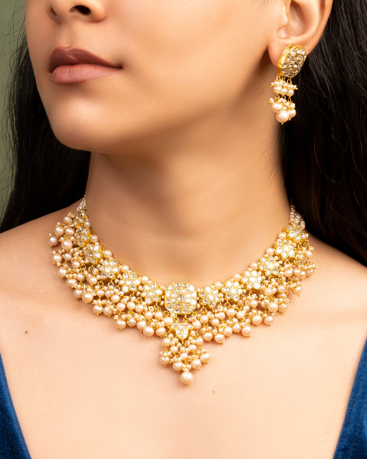 Ruksheen Necklace And Damita Tops Polki Set Main image