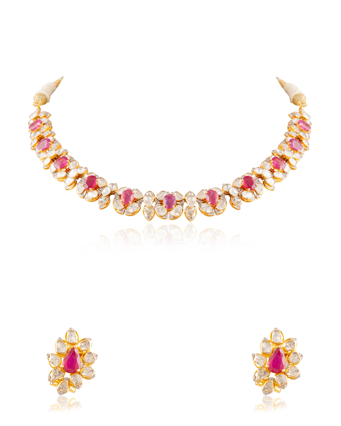 Mohina Necklace And Manasvi Tops Polki And Diamond Set