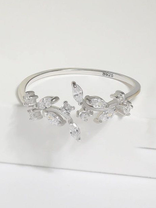 Sterling Silver Rhodium-Plated Cubic Zirconia Finger Ring