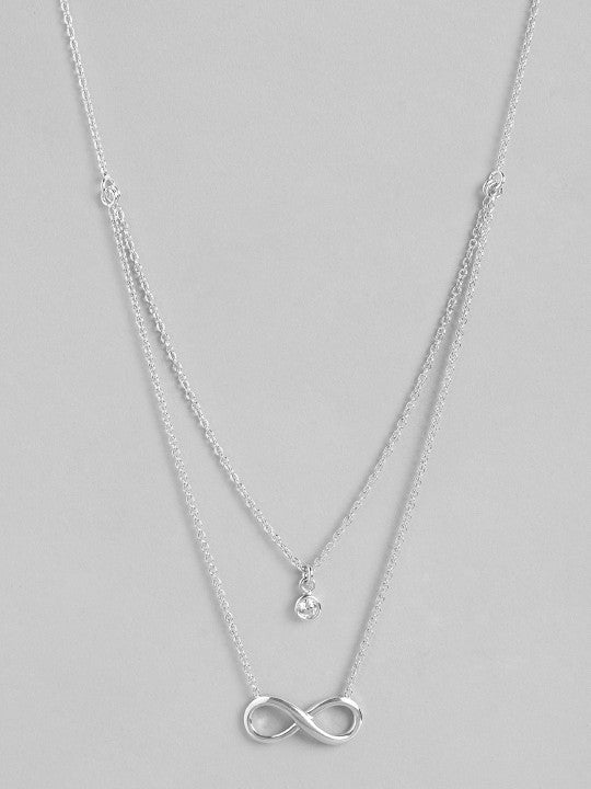 Sterling Silver with Rhodium Plated Double Chain Necklace