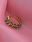Gold-Plated Stainless Steel Cubic Zirconia Strone-Studded Leaf Shaped Finger Ring