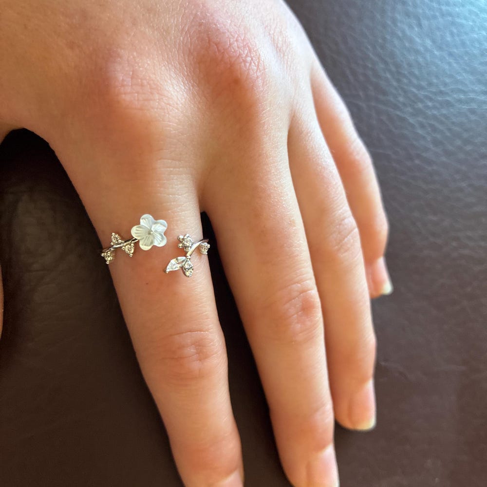 Sterling Silver Sakura Flower Ring