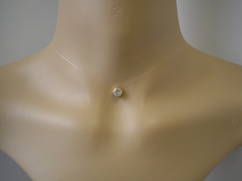 Dainty Floating Illusion Solitaire Crystal Necklace