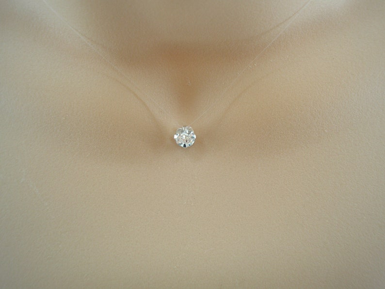 Dainty Floating Illusion Solitaire Crystal Necklace