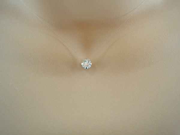 Dainty Floating Illusion Solitaire Crystal Necklace