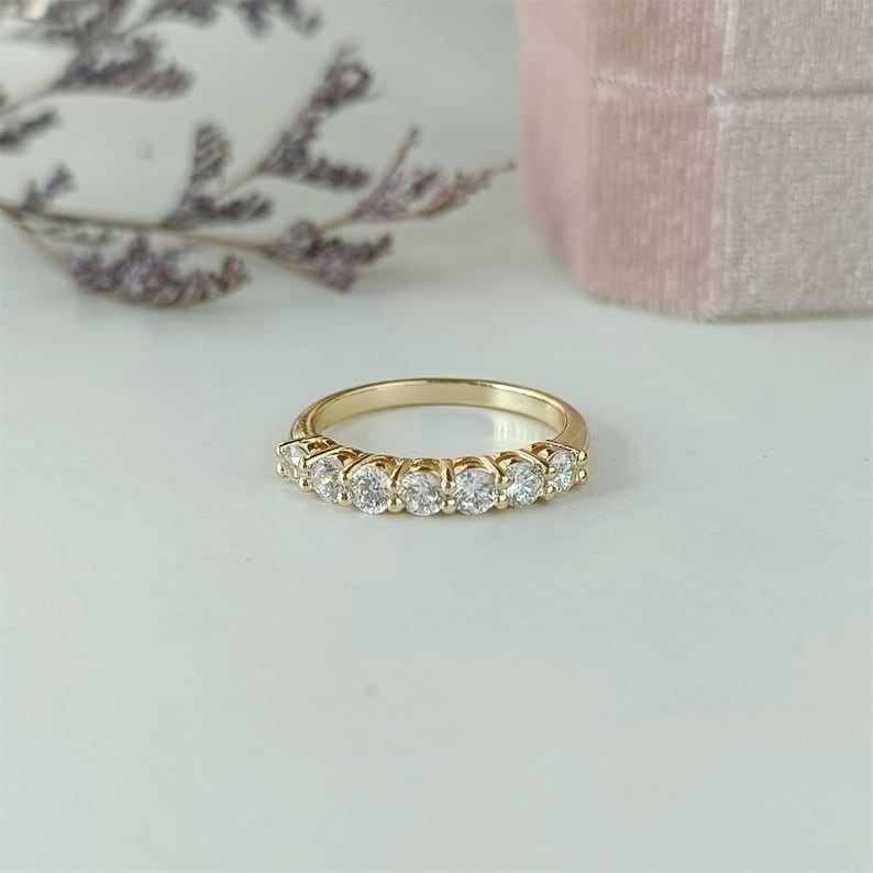 Simulated Diamond Moissanite Pave Ring: 14k Gold Plated Engagement Ring