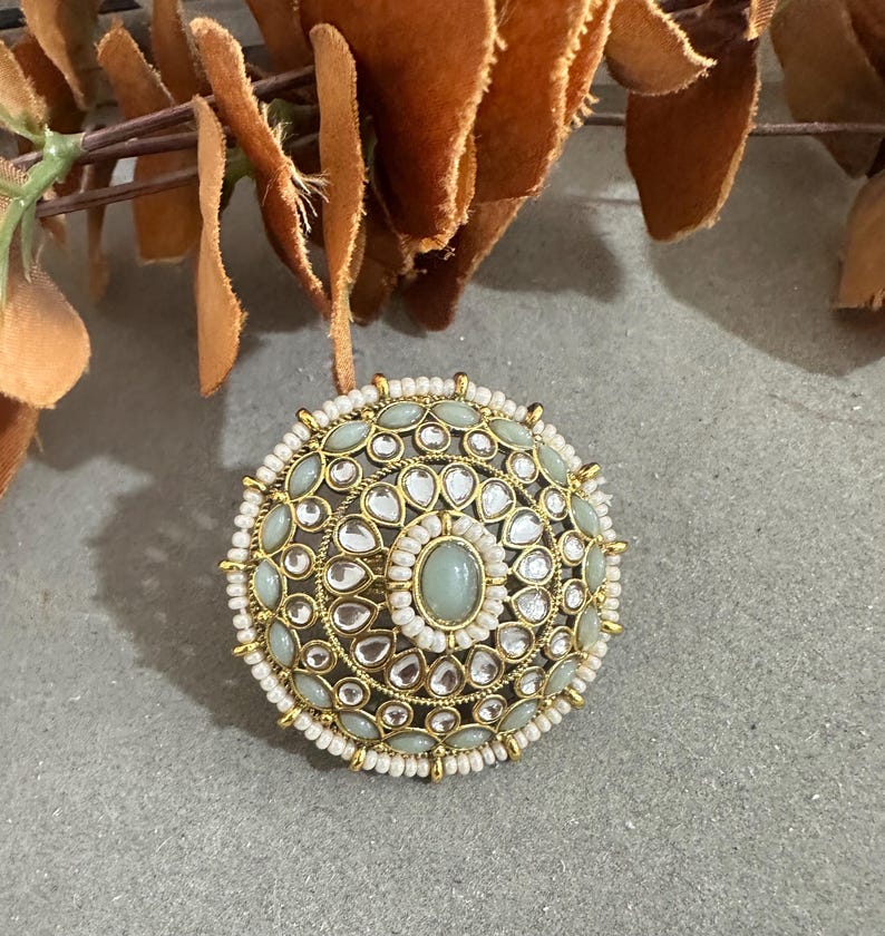 Imitation Kundan Adjustable Ring