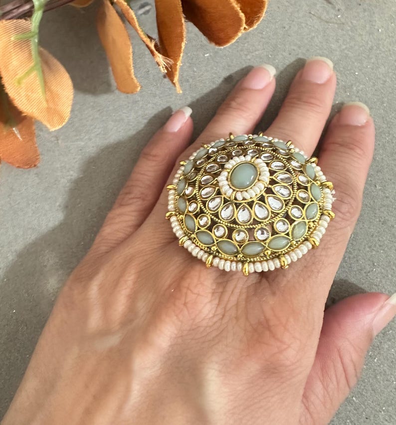 Imitation Kundan Adjustable Ring