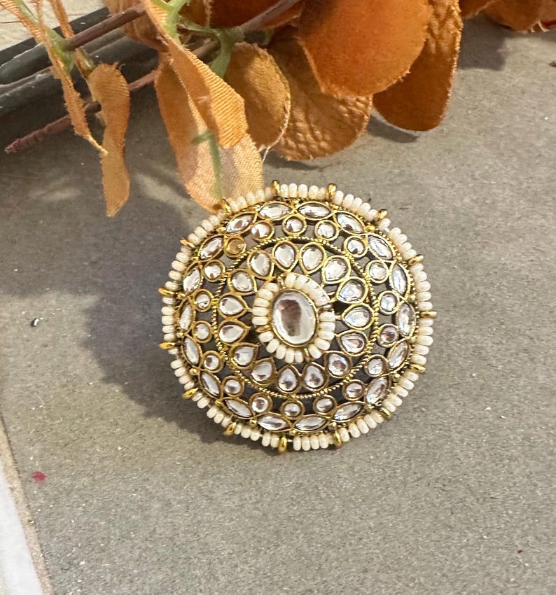 Imitation Kundan Adjustable Ring Secondary image