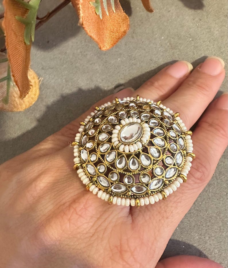 Imitation Kundan Adjustable Ring