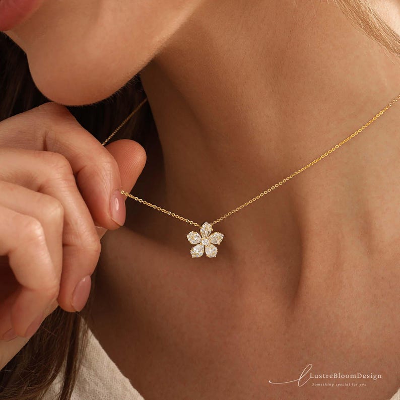Dainty Flower Diamond Necklace Secondary image