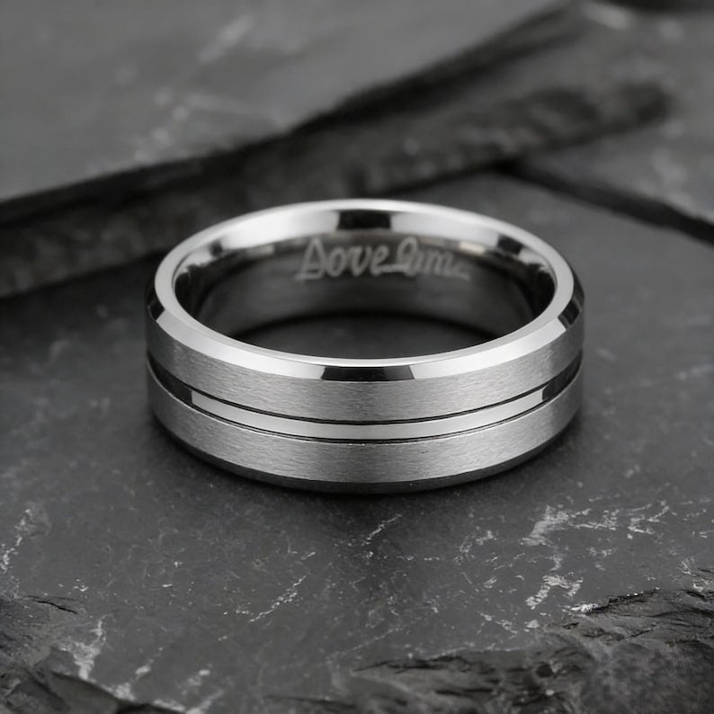 Personalized Inner Engraved Tungsten Ring Main image