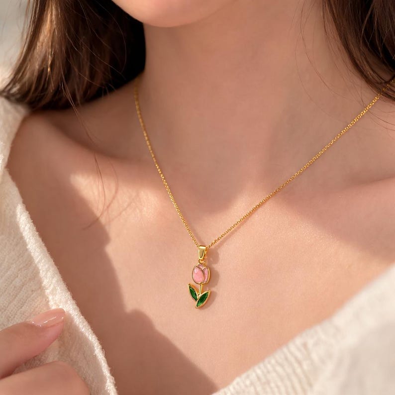 Pink Tulip Necklace