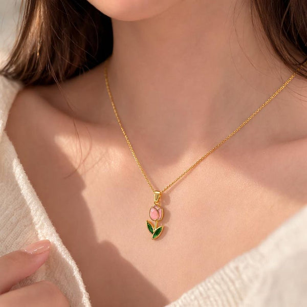 Pink Tulip Necklace