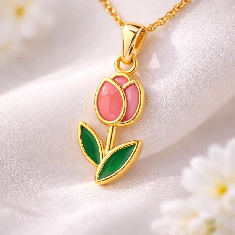 Pink Tulip Necklace