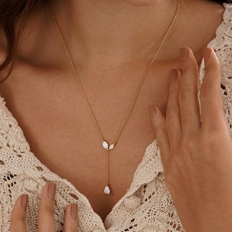 Dainty Diamond Y Necklace