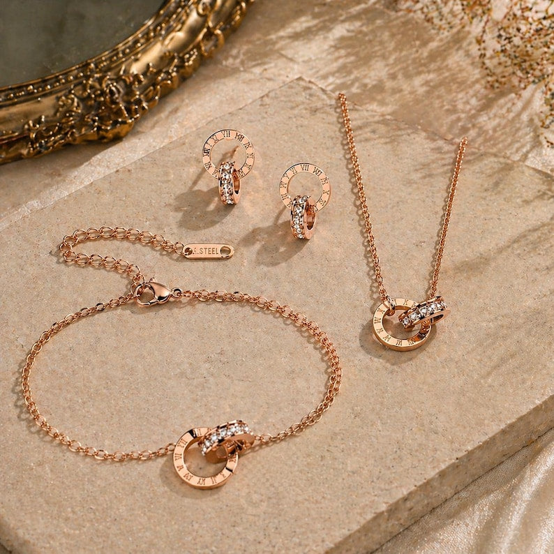 Roman Numeral Jewelry Set
