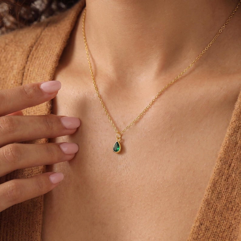 Custom Teardrop Birthstone Necklace Secondary image