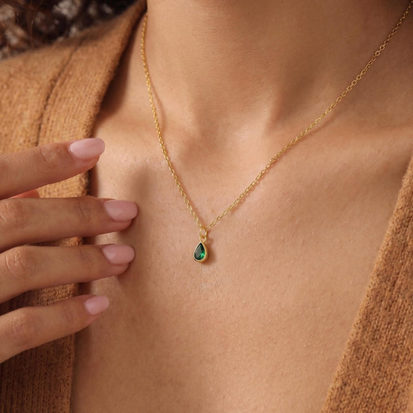 Custom Teardrop Birthstone Necklace