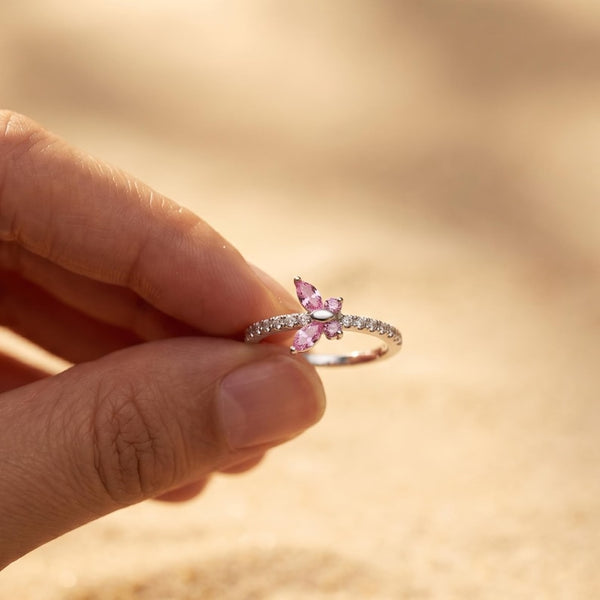 Pink Butterfly Ring Gift for Her