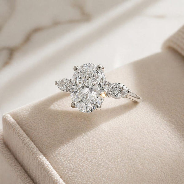 Sterling Silver Oval Cubic Zirconia Ring - Elegant Jewelry, Party Accessory